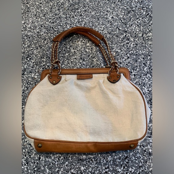 EUC DIMONI CANVAS AND LEATHER HANDBAG - Picture 1 of 8